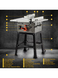 Table Saw, 10 Inch 15A with Stand & Push Stick, 90° Cross Cut & 0-45° Bevel Cut, 5000RPM