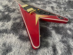 Electric guitar Transparent red color V shape