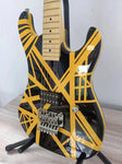 6-string electric guitar, maple fingerboard, zebra striped guitar body