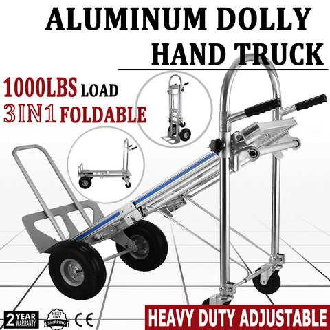 3in1 Hand Truck Folding Dolly 4-Wheels Barrow
