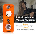 Mooer Electric Guitar Effect Pedal Ninety, Orange Micro Mini Analog Phaser with True Bypass