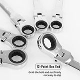 14-Piece Ratcheting Wrench Set , SAE 1/4”-7/8” Chrome Vanadium Steel Flex Head