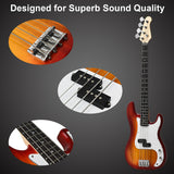 Sonart Full Size Electric Bass Guitar 4 String w/ Strap Guitar Bag Amp Cord  GF34526